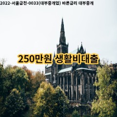 250만원 생활비대출 급전 당일 소액 일수 월변